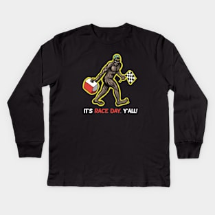 Bigfoot It’s Race Day Y’all Kids Long Sleeve T-Shirt